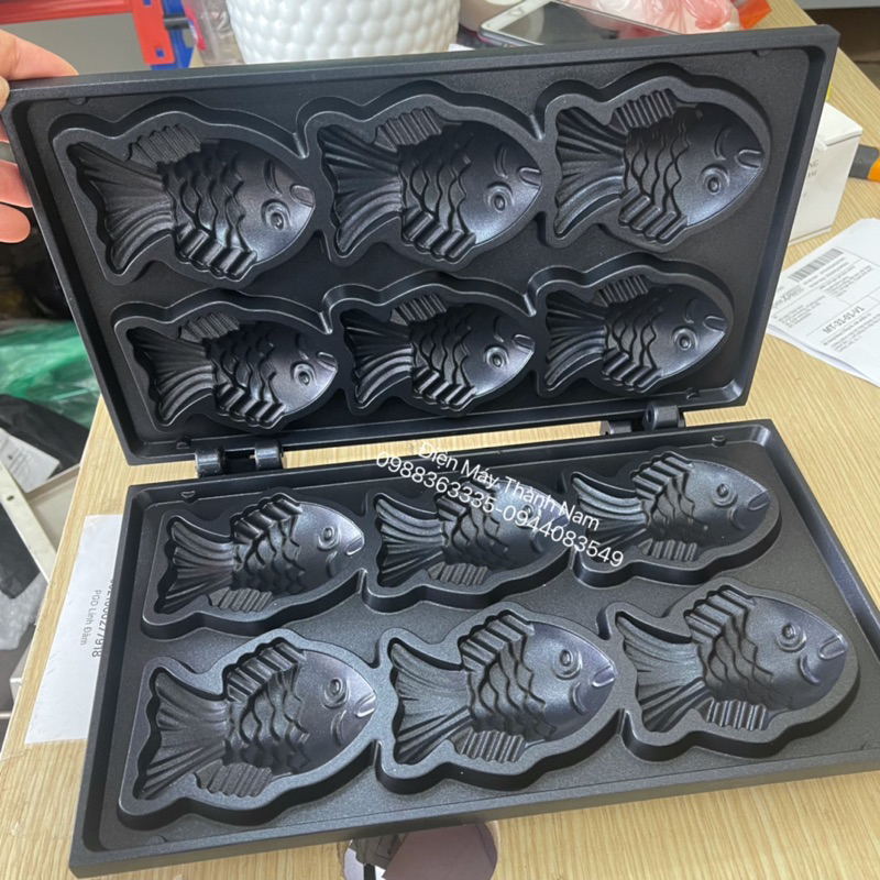 Bộ khuôn bánh cá 6 con, khuôn máy làm bánh cá taiyaki