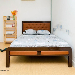 Giường sắt kiểu gỗ cao cấp màu nâu sắt dày cao cấp kích thước từ 1m2 x 2m - Nội Thất Đại Thành
