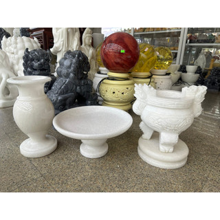Bộ đồ thờ cúng đá trắng size 30cm