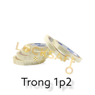 Băng keo trong khổ 1.2cm dài 80 yard và băng keo văn phòng phẩm 1f8 độ dính cao