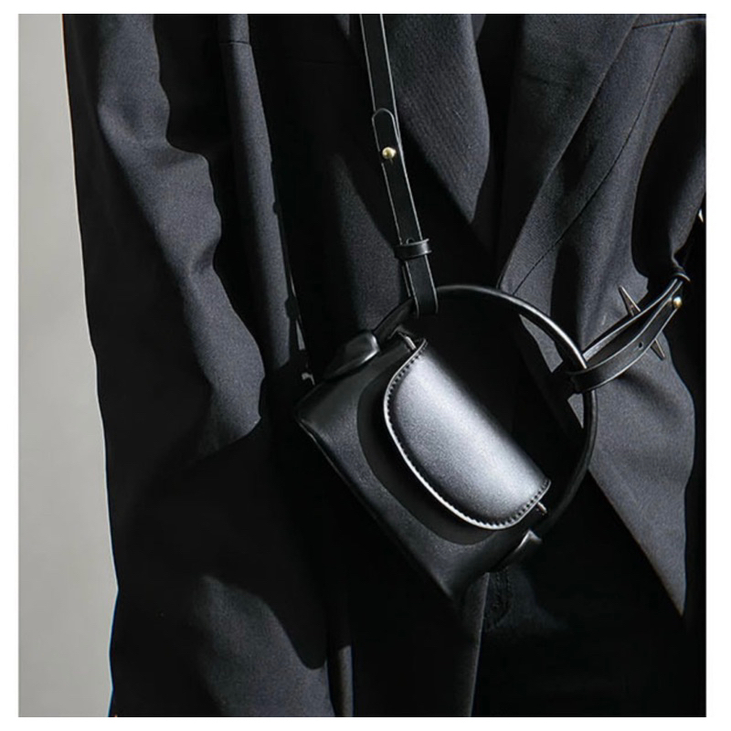 Túi xách nữ Rinni, Túi đeo chéo mini nắp gập dáng bầu quai xách đứng màu trơn