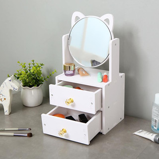 Kệ mỹ phẩm mini, kệ để đồ trang điểm có kèm gương tai mèo dễ thương