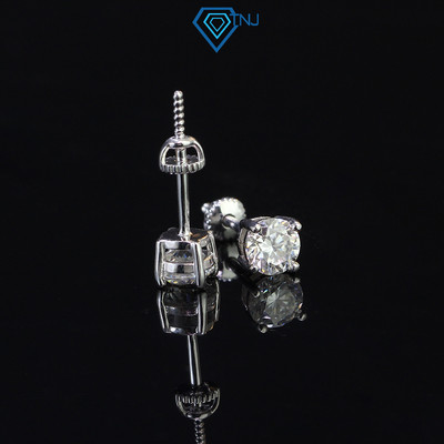 Khuyên tai nam Moissanite 5ly xi bạch kim phong cách cá tính, kèm thẻ tra cứu đá cao cấp BTAM0001 - Trang Sức TNJ
