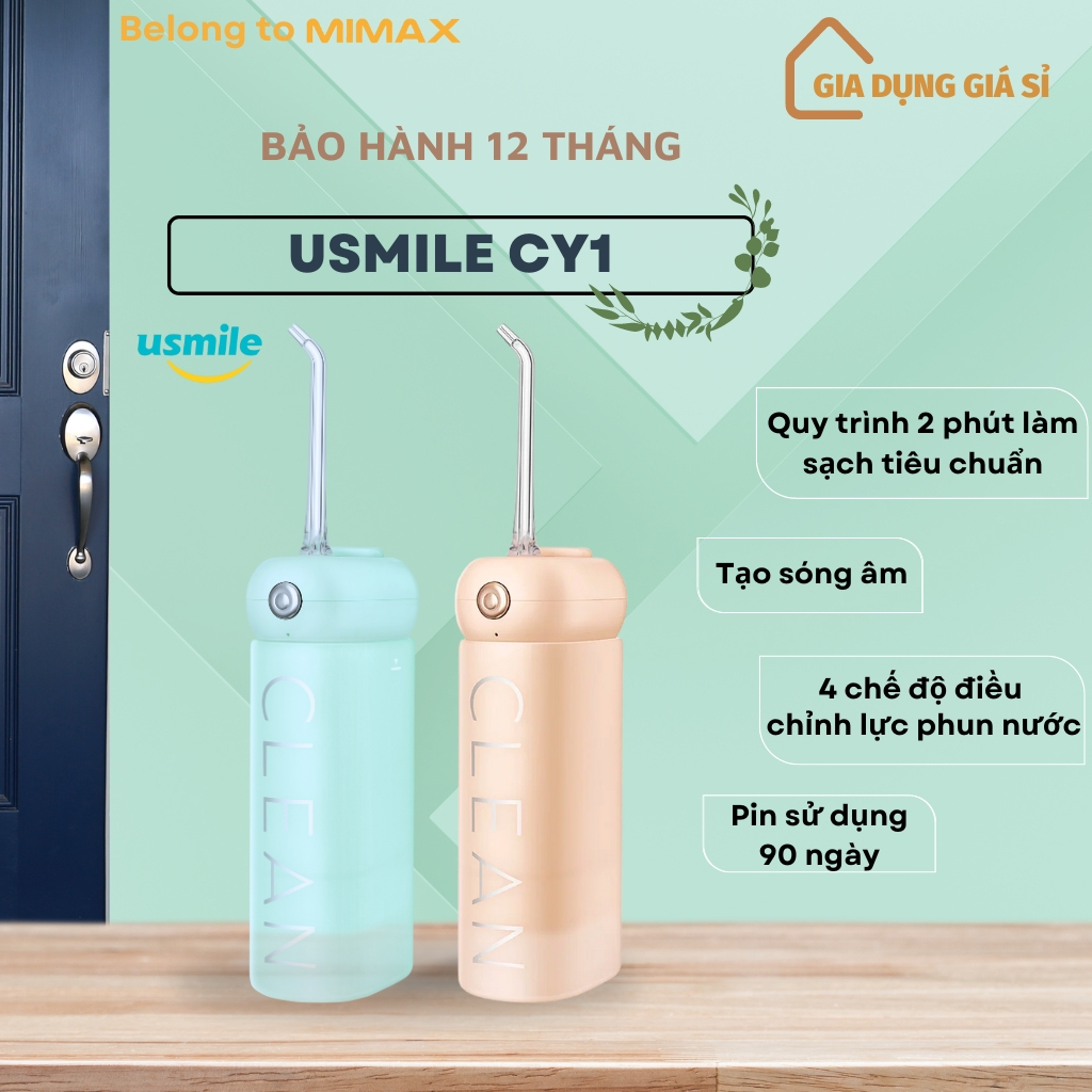 Máy Tăm Nước Sóng Siêu Âm Usmile CY1 Chống Nước - Hàng Chính Hãng - Bảo Hành 12T - MIMAX
