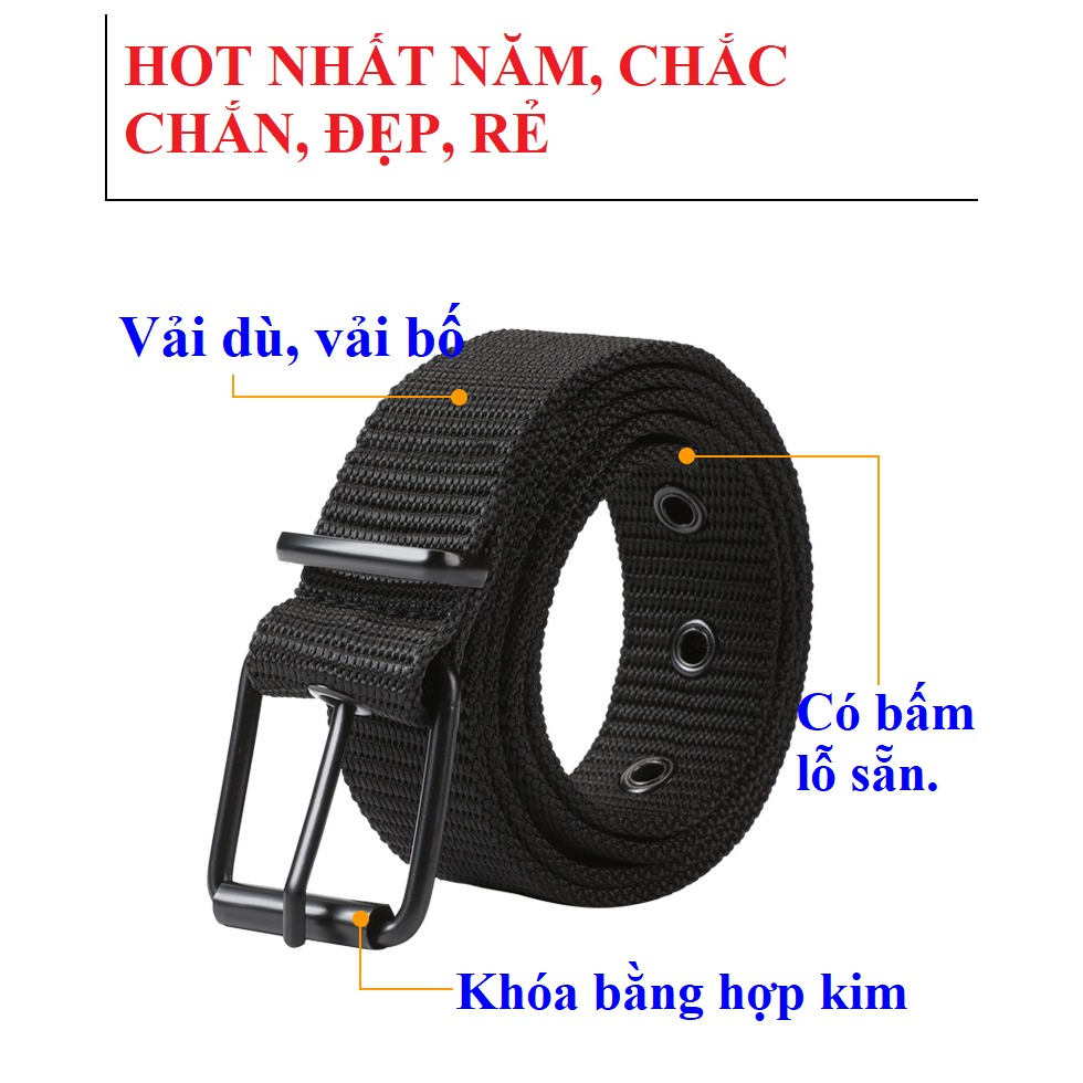 Thắt lưng nam khóa kim dây vải dù vải bố - KKD