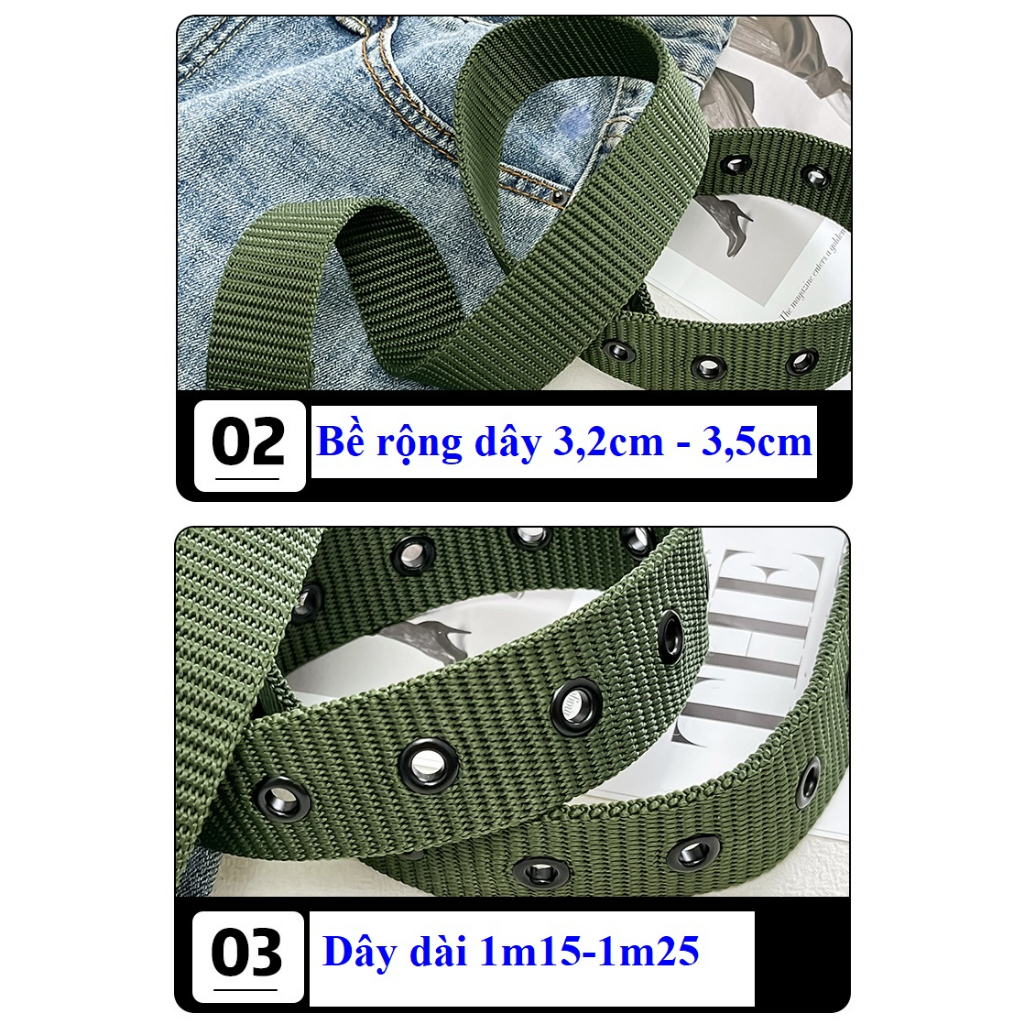 Thắt lưng nam khóa kim dây vải dù vải bố - KKD