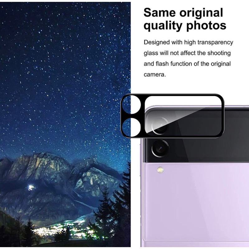 Samsung Z Flip 4_Miếng dán kính bảo vệ Cụm Camera và màn hình sau Full đen