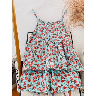 Bộ lụa bông 2 dây mặc nhà mát