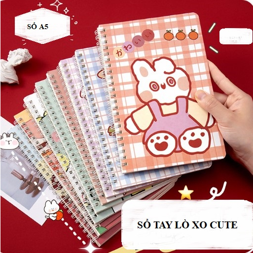 Sổ còng A5 120 trang mẫu hoạt hình cute, sổ tay ghi chép, sổ lò xo học từ vựng, làm quà tặng ý nghĩa