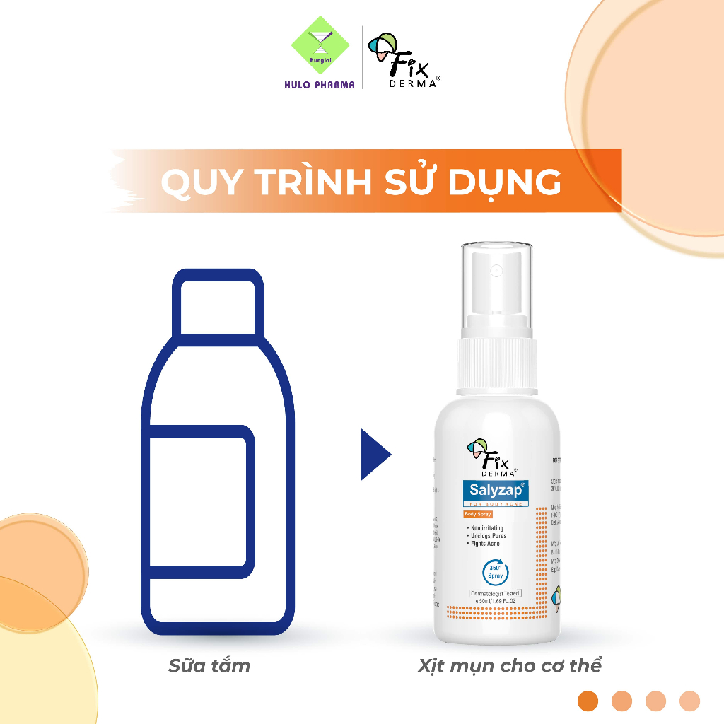 Xịt Mụn Lưng FIXDERMA Salyzap For Body Acne Body Spray Giúp Giảm Mụn, Ngăn Ngừa Mụn Viêm Sưng Ở Cơ Thể 50ml
