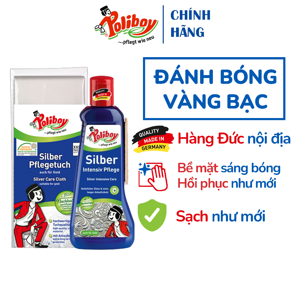 Nước Rửa Trang Sức Vàng Bạc POLIBOY Làm Sáng Bóng Bạc, Tẩy Xỉn Vàng Bạc, Kim Loại Như Mới