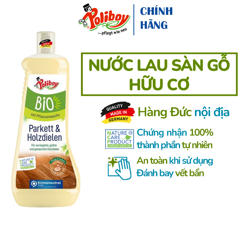 Nước Lau Sàn Nhà Hữu Cơ POLIBOY Lau Sàn Gỗ, Sàn Gạch, An Toàn Cho Trẻ Nhỏ 1000ml Thành Phần 100% Tự Nhiên