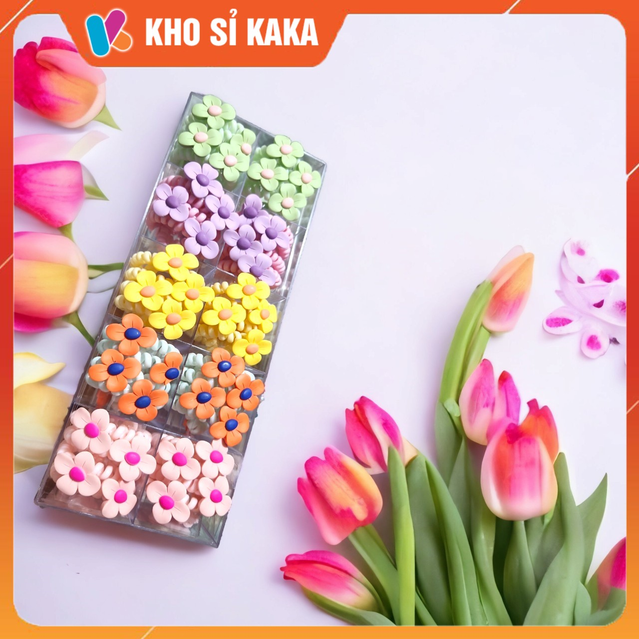 Dây Buộc Tóc Lò Xò Đính hoa Nhựa Nhiều Màu Sắc Phong Cách Hàn Quốc Phụ Kiện Tóc Xu Hướng Mới 2023