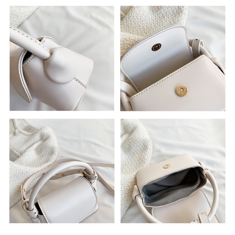 Túi xách nữ Rinni, Túi đeo chéo mini nắp gập dáng bầu quai xách đứng màu trơn