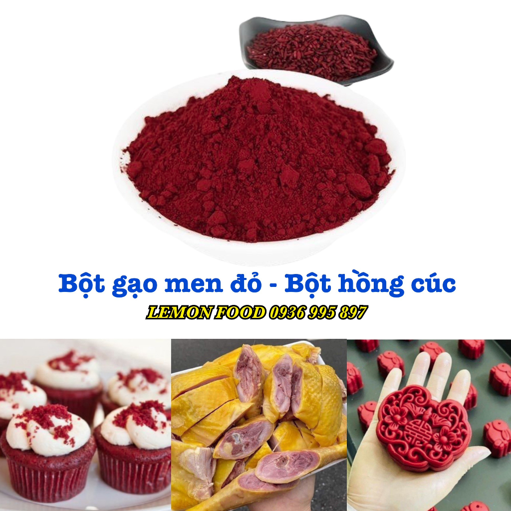 [100g-500g] Bột gạo men đỏ - Bột hồng cúc mễ tạo màu hông đỏ cho gà ủ muối, jambon, giò me, bánh kẹo