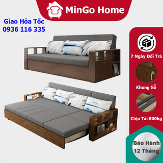 Sofa giường tay gỗ sồi, Giường sofa thông minh gấp xếp gọn thành ghế cho phòng khách phòng ngủ đẹp kt 130x190 160x190cm