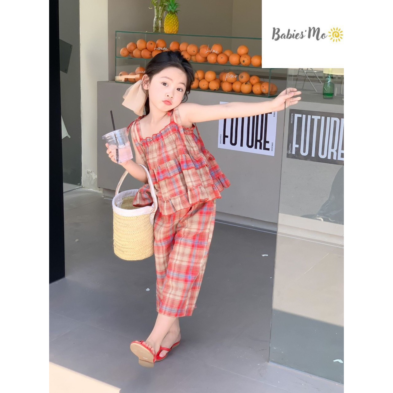 10 đen 30kg bộ kẻ nơ buộc vai cho bé gái