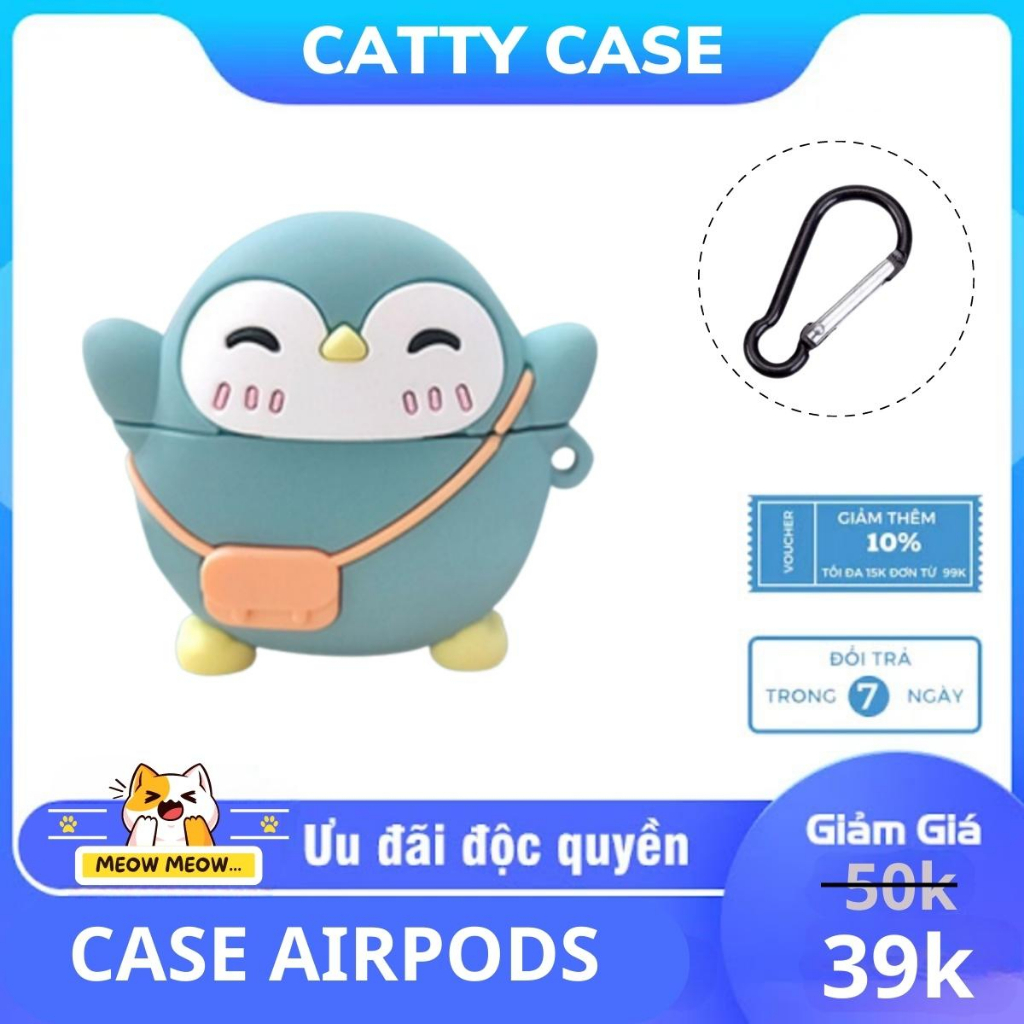 Vỏ đựng ốp airpod case airpods 3/2/1/pro bảo vệ tai nghe không dây bluetooth - Chim cánh cụt
