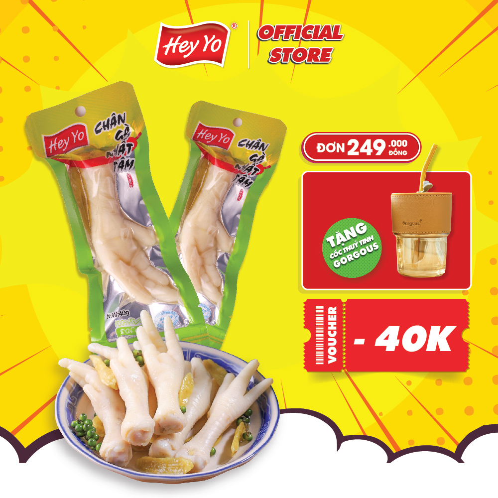 Chân gà cay Hey Yo Nhất Tâm 40g, chân gà ngâm ớt xanh hàng Việt Nam đảm bảo VSATTP