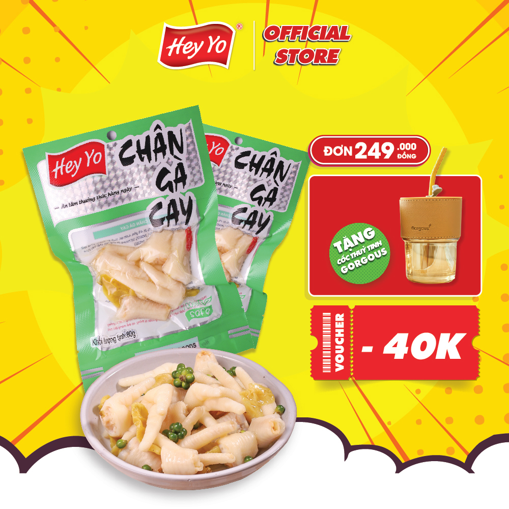 Chân gà cay Hey Yo 80g, chân gà ngâm ớt xanh hàng Việt Nam đảm bảo VSATTP