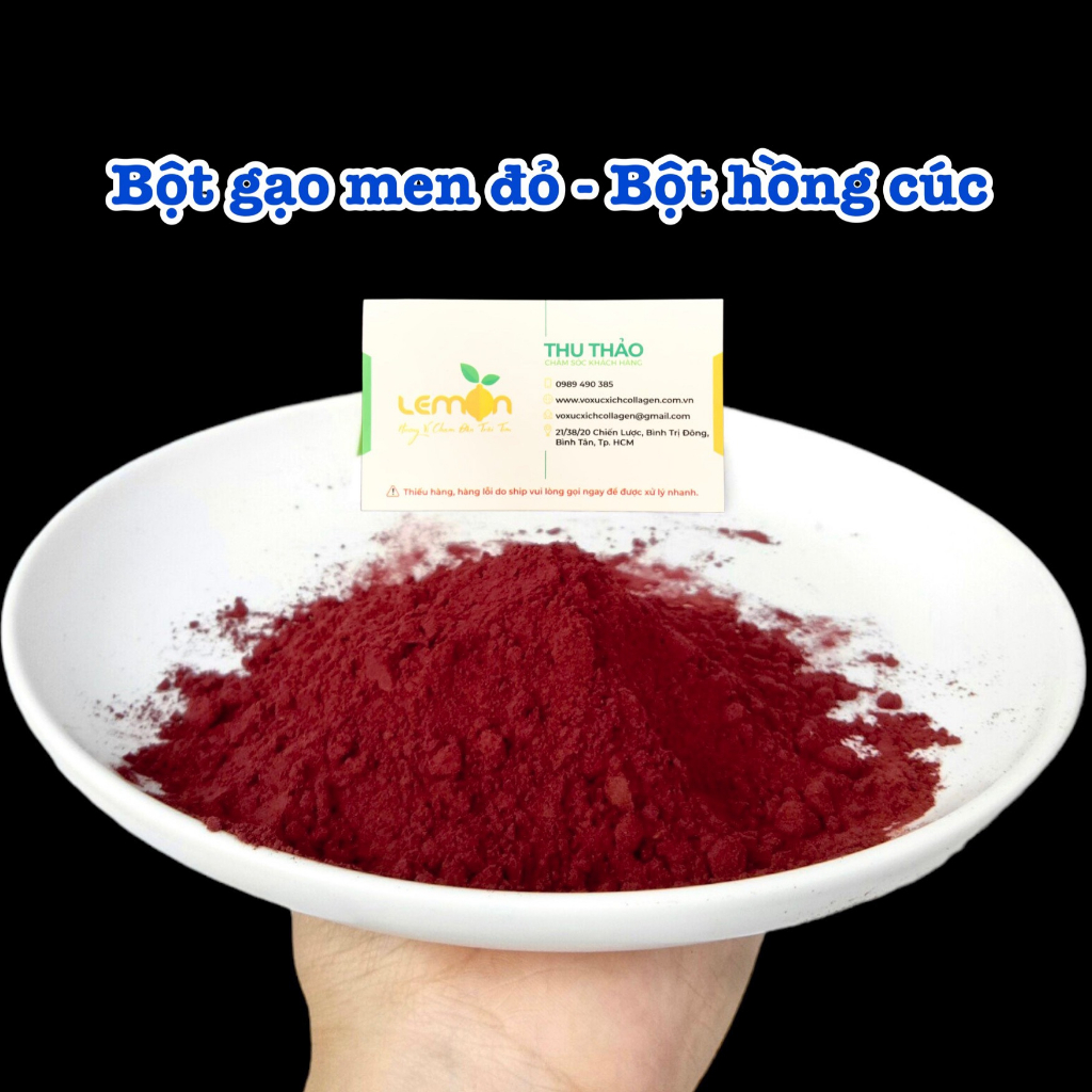 1Kg Bột gạo men đỏ/ Bột hồng cúc (Red Yeast Rice) - Tạo màu cho gà ủ muối, lạp xưởng, jambon, bánh kẹo