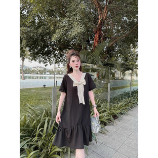 Váy bầu cổ nơ ren đuôi cá V01