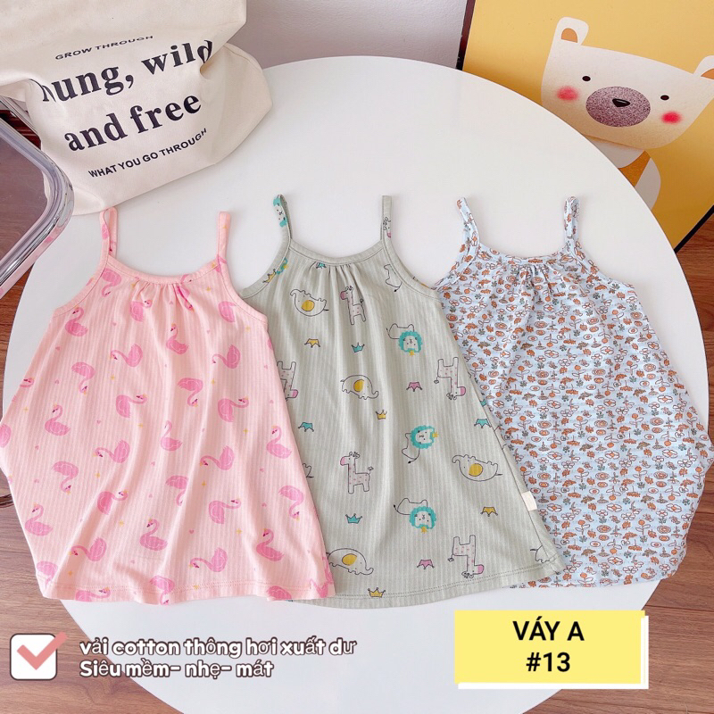 BẢNG 1 - Set 3 Váy Hai Dây Chất Cotton Thông Hơi Xuất Dư - Váy Hè Bé Gái