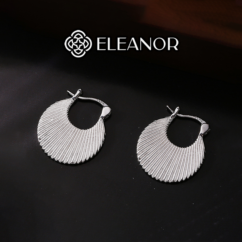 Bông tai nữ chuôi bạc 925 Eleanor Accessories dáng tròn xếp li phụ kiện trang sức 5801