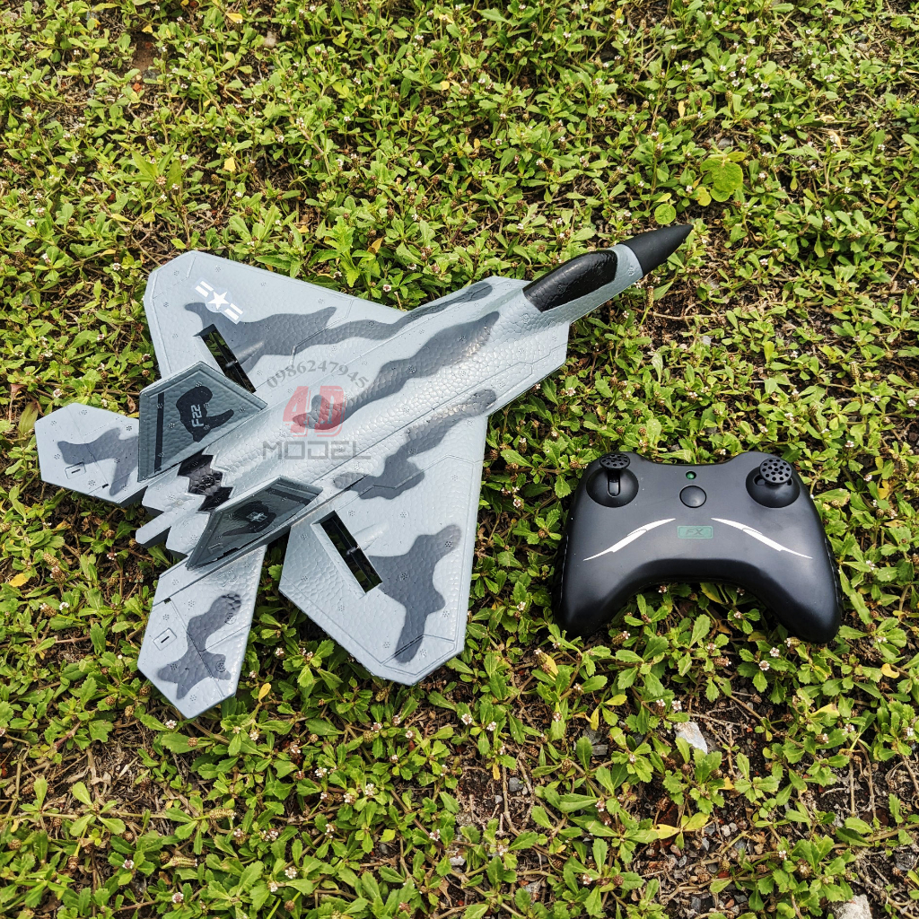 Máy Bay Điều Khiển F-22 Raptor . Size 44*32*12cm. Pin bay 15 phút. Bay xa 200m. KIT xốp dẻo EPP bao đập