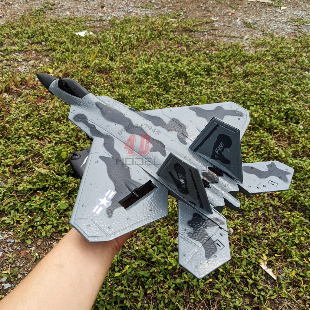 Máy Bay Điều Khiển F-22 Raptor . Size 44*32*12cm. Pin bay 15 phút. Bay xa 200m. KIT xốp dẻo EPP bao đập