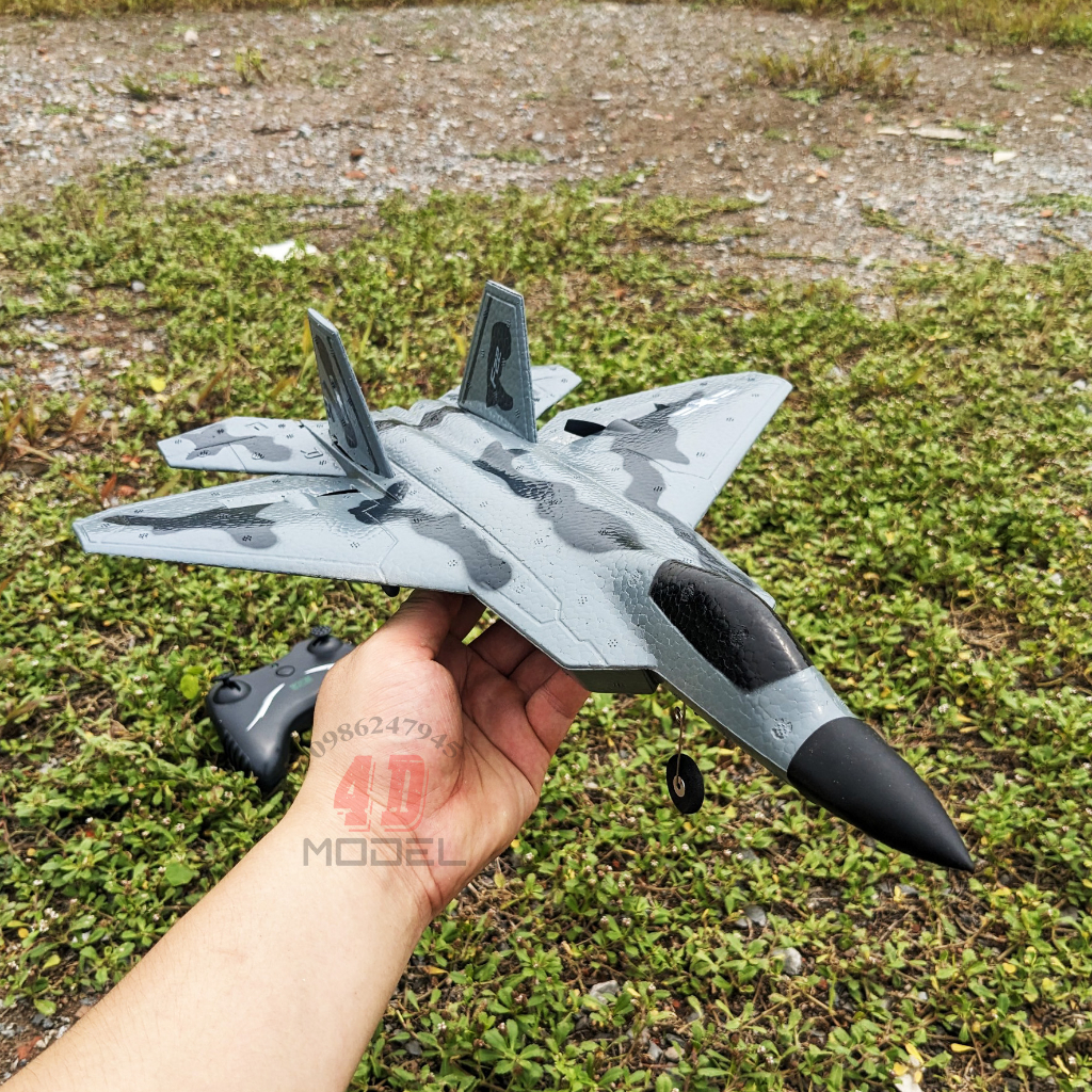 Máy Bay Điều Khiển F-22 Raptor . Size 44*32*12cm. Pin bay 15 phút. Bay xa 200m. KIT xốp dẻo EPP bao đập