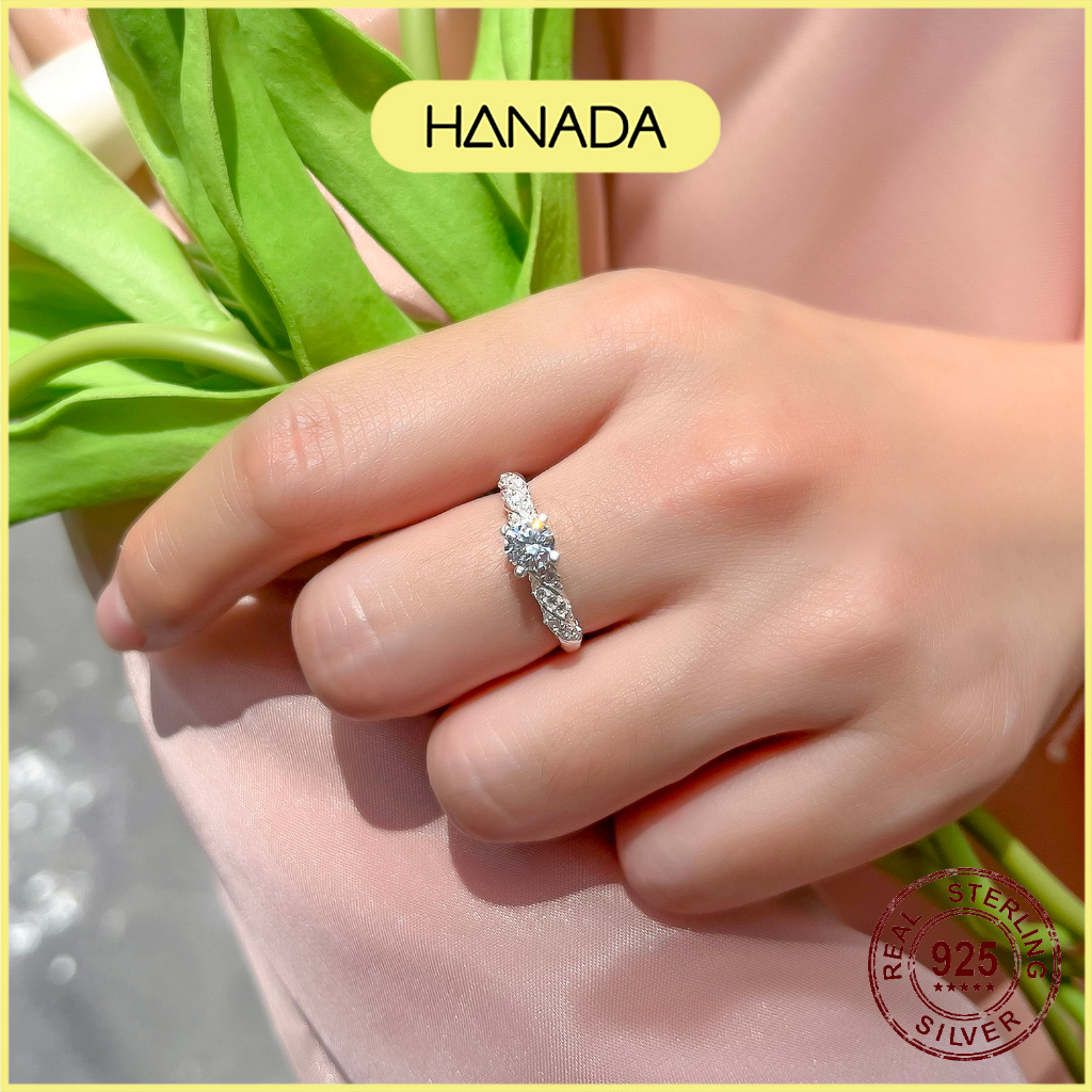 Nhẫn Bạc 925 Hanada Xoắn Đá Cao Lấp Lánh 1013 M11