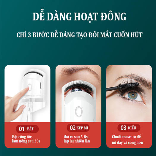 Máy uốn cong mí mắt cầm tay sạc USB, dụng cụ bấm mi nhiệt độ cao, uốn cong mi nhanh chóng, tạo hình mi mắt quyến rũ
