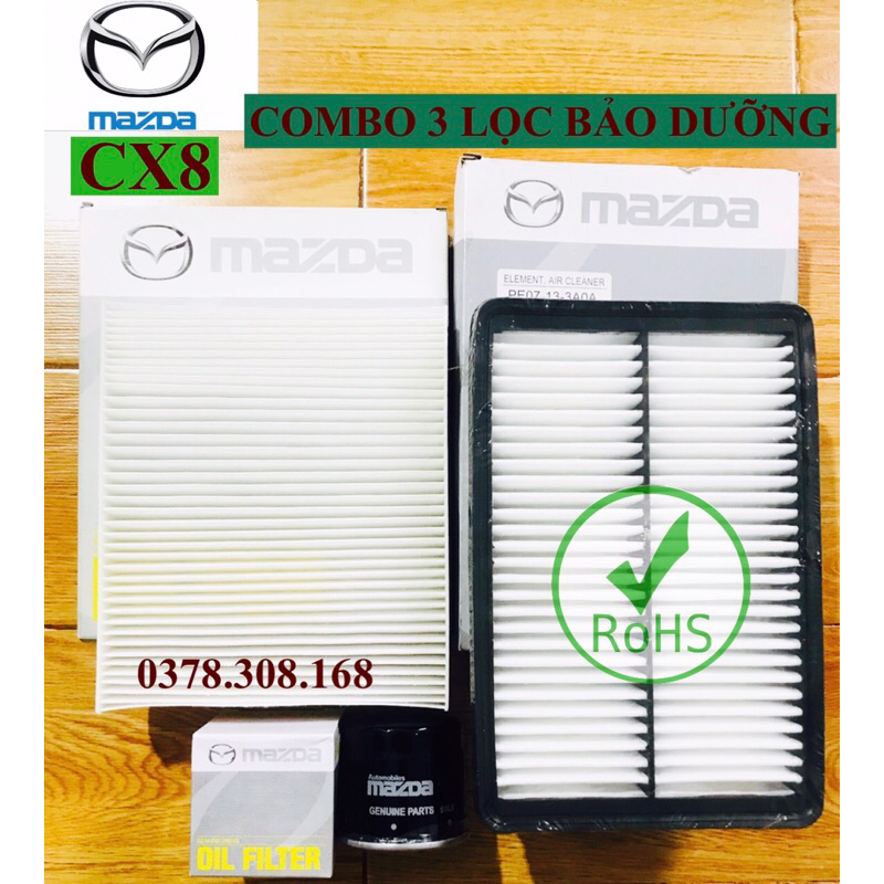 Combo 3 lọc bảo dưỡng ô tô Mazda CX8(Quà tặng), Lọc nhớt-lọc máy-lọc lạnh