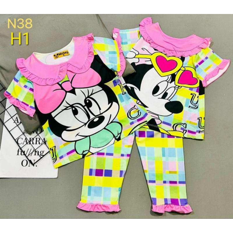 MÃ N38 BỘ TAY BỒNG BÉ GÁI THUN LẠNH 3D SIZE 8_20KG