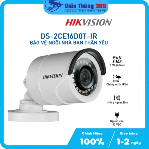 Hikvision DS-2CE16D0T-IR ,  HD-TVI hồng ngoại 2.0 Megapixel chính hãng bảo hành 2 năm
