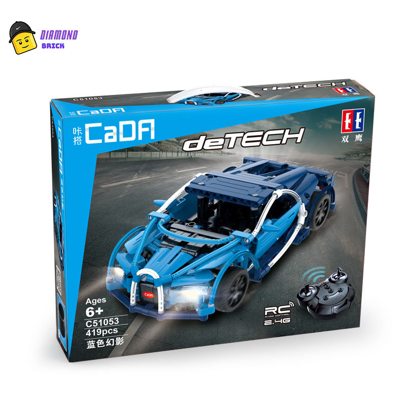 Đồ Chơi Lắp Ráp Kiểu LEGO Mô Hình Điều Khiển Từ Xa RC Siêu Xe Bugatti Chiron Blue C51053 CaDA Kèm Điều Khiển 2.4G