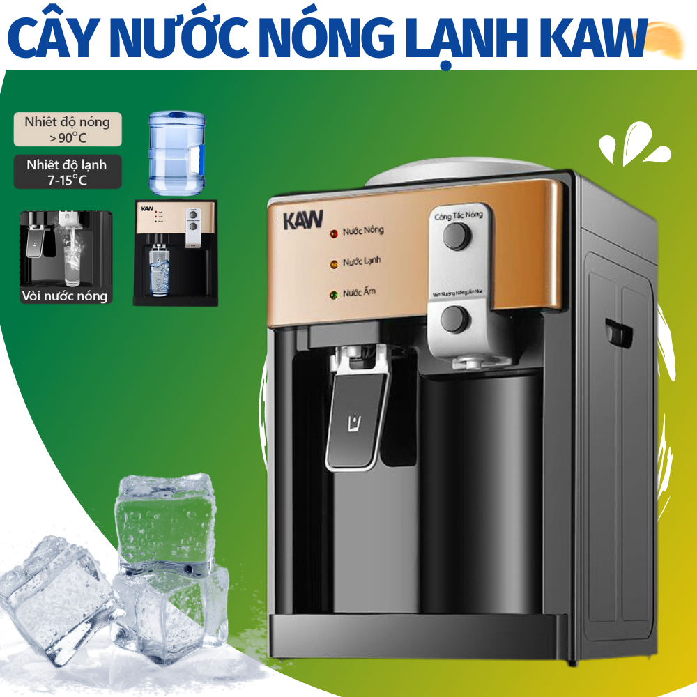 Bình lọc nước nóng lạnh, Cây nước nóng lạnh mini KAW làm nóng, lạnh nhanh bảo hành chính hãng 12 tháng