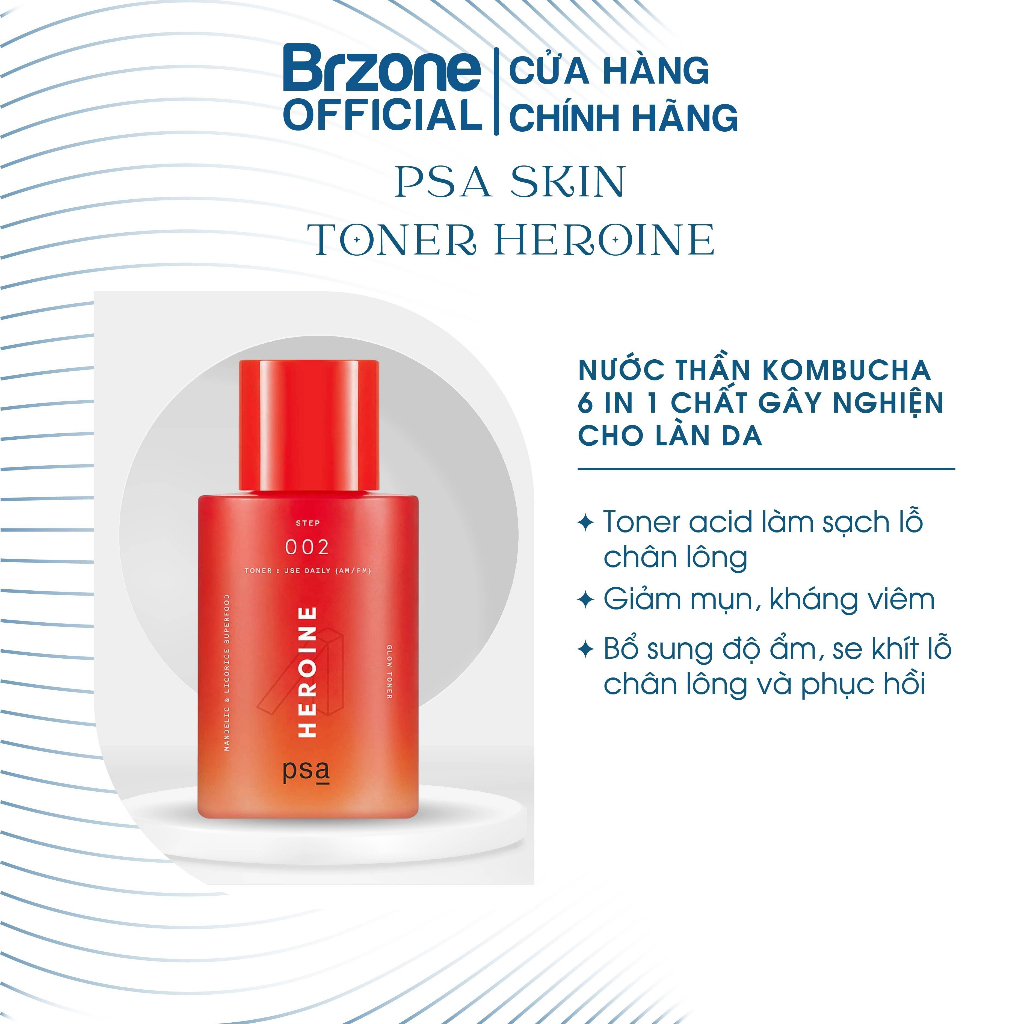 Toner HEROINE PSA Loại Bỏ Mụn Đầu Đen Và Làm Sạch Lỗ Chân Lông Không Gây Kích Ứng Thúc Đẩy Tái Tạo Tế Bào - BRZONE OFFIC
