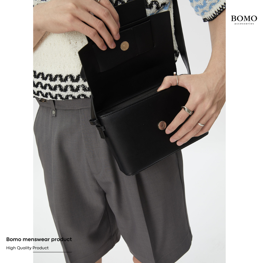 Túi xách đeo chéo đeo vai unisex phong cách Hàn Quốc độc đáo dành cho cả nam và nữ, màu đen xịn và hot trend - Bomo