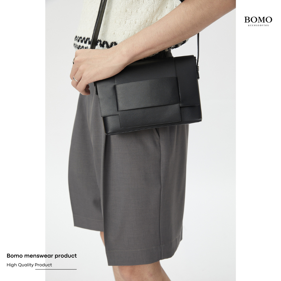 Túi xách đeo chéo đeo vai unisex phong cách Hàn Quốc độc đáo dành cho cả nam và nữ, màu đen xịn và hot trend - Bomo