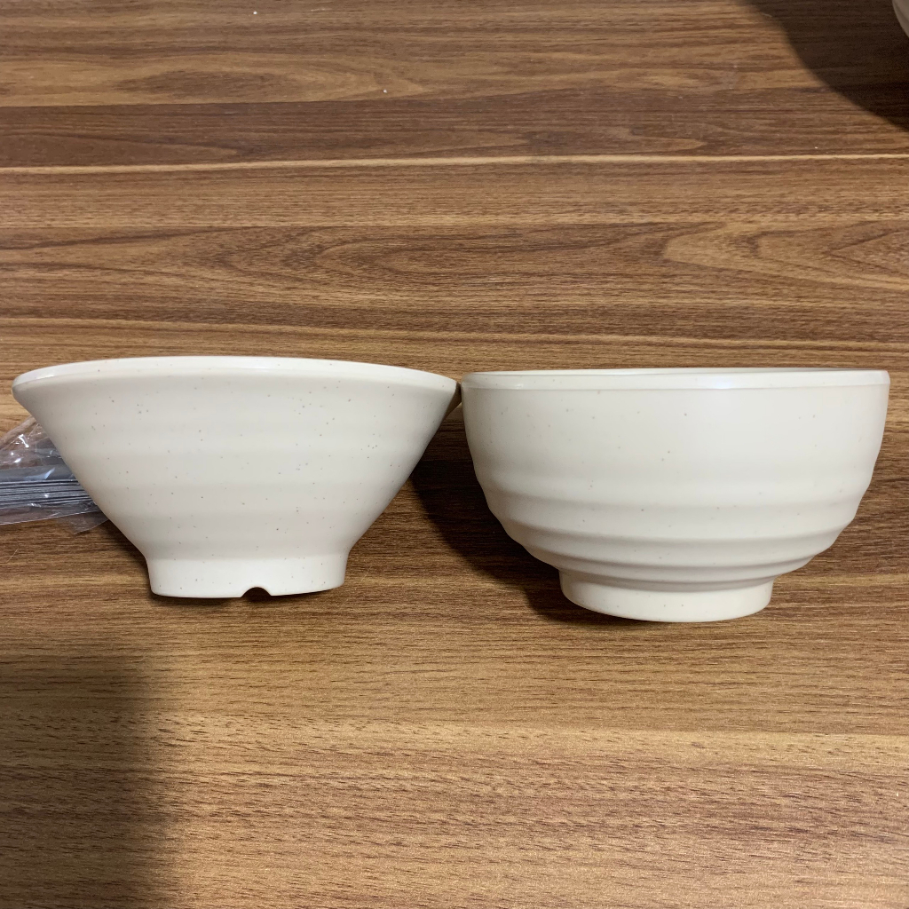 Chén cơm to nhựa Melamine nhám ngói (2 kiểu tròn - nhọn) - tô nhựa vàng kem nhẹ Chịu Nhiệt 120*C