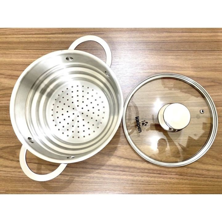 Xửng hấp inox Kalpen đủ size 20-24-28cm dùng cho nồi 16cm đến 28cm, hàng chính hãng Đức, inox 304 cao cấp