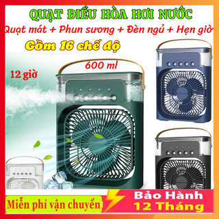 Quạt Điều Hòa Phun Sương Hơi Nước Mini 3 Chế Độ Tích Hợp Led , Quạt Phun Sương Mini