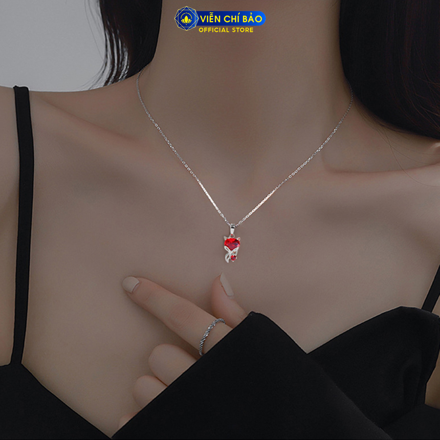 Dây chuyền bạc nữ mặt Hồ Ly đá đỏ chất liệu bạc 925 thời trang phụ kiện trang sức nữ Viễn Chí Bảo D400651-DO1
