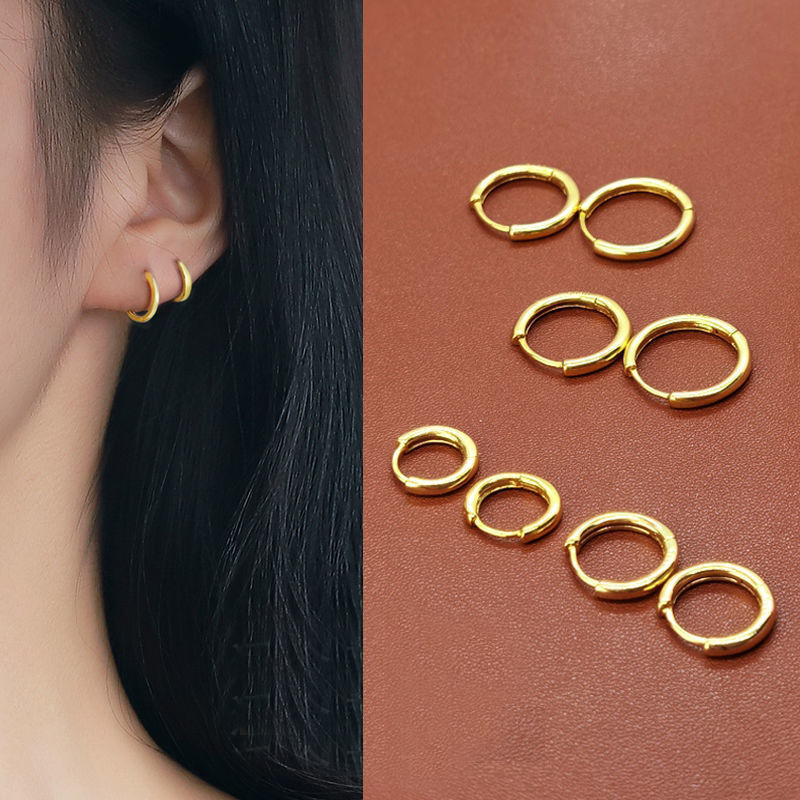 Khuyên tai tròn basic phong cách tối giản phụ kiện bông tai nữ