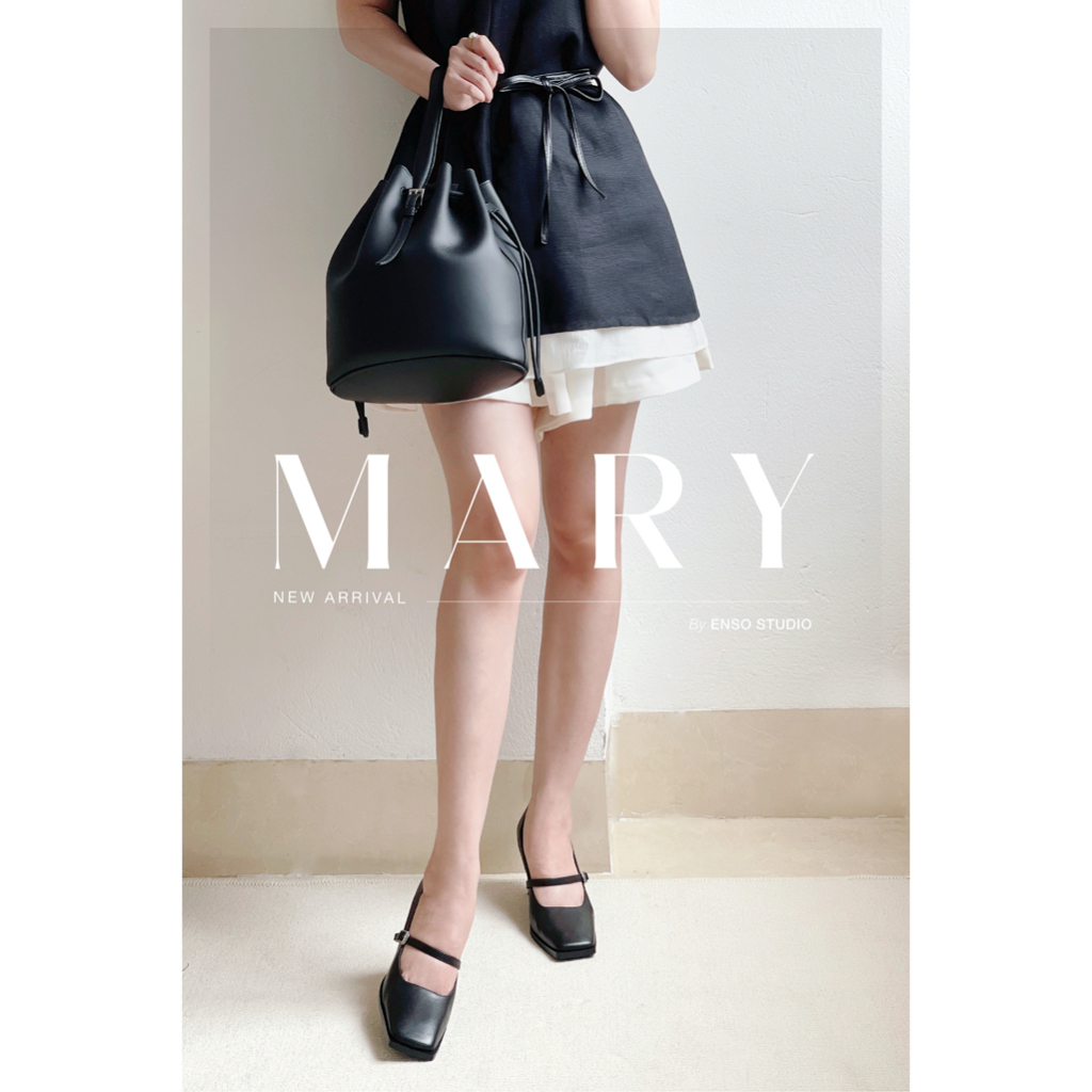 Giày mary jane da thật nữ MARY màu đen