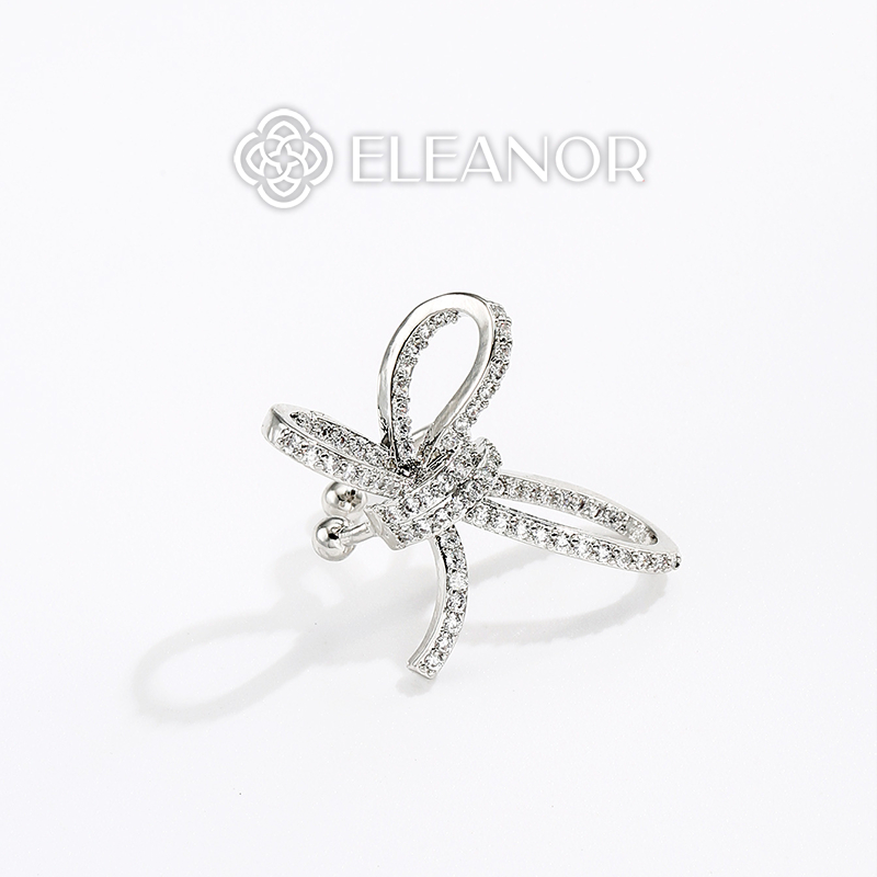 Bông tai nữ gắn vành Eleanor Accessories hình nơ đính đá phụ kiện trang sức 5800 (một chiếc)