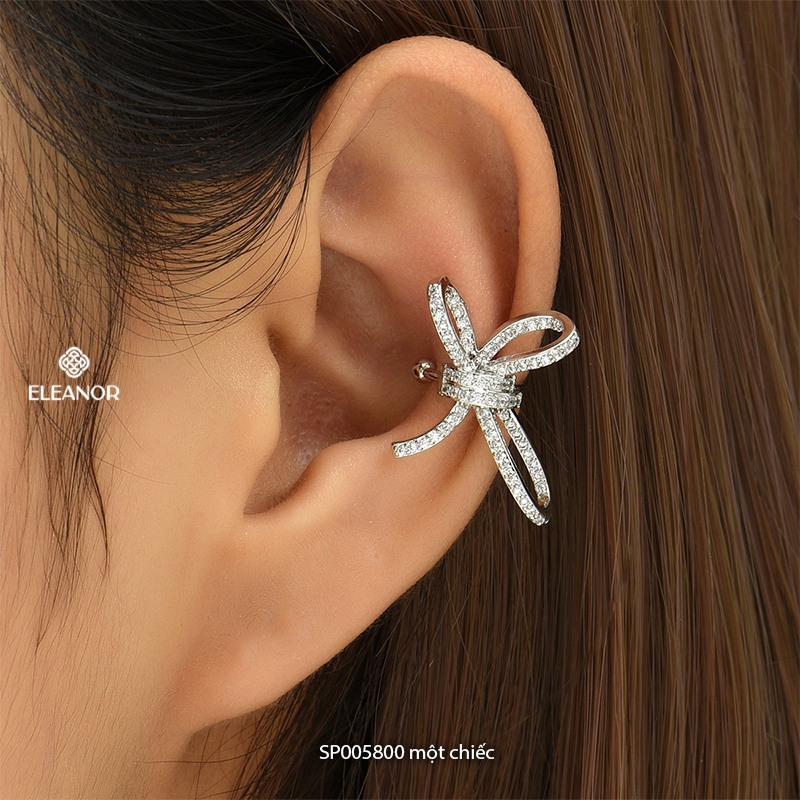 Bông tai nữ gắn vành Eleanor Accessories hình nơ đính đá phụ kiện trang sức 5800 (một chiếc)