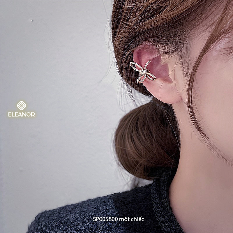Bông tai nữ gắn vành Eleanor Accessories hình nơ đính đá phụ kiện trang sức 5800 (một chiếc)